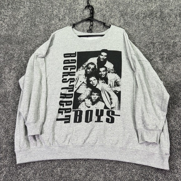 Backstreet Boys Tops - Backstreet Boys Sweatshirt Womens 4 Gray Fleece Crew Neck Band Graphic Pullover